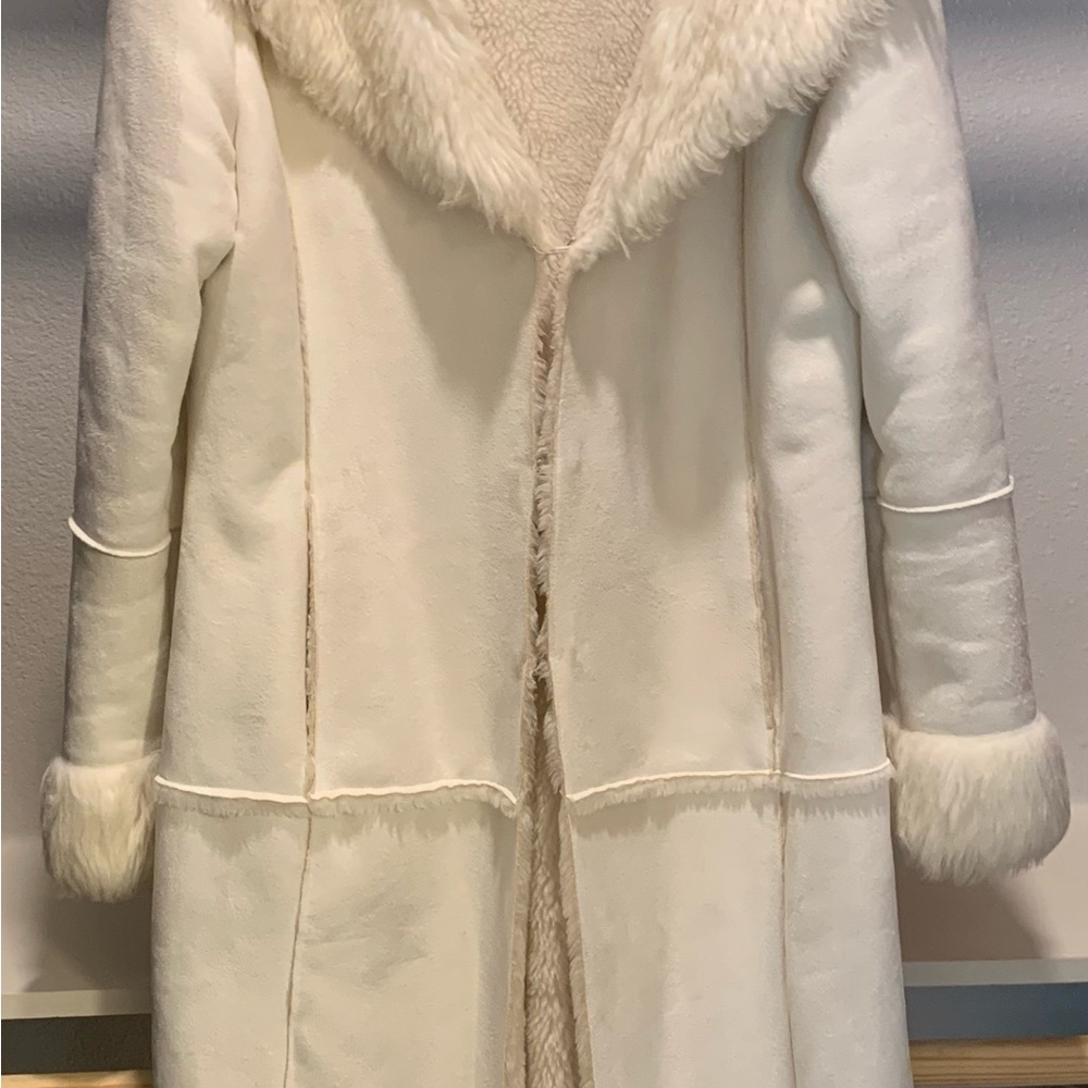 Papaya Cream Teddy Jacket with Faux Fur Trim